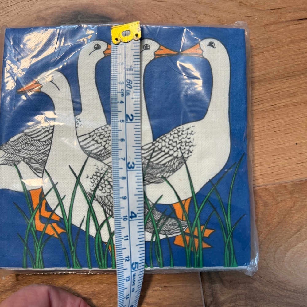 Gift Givers Cocktail Napkins Blue Vintage Geese Retro 24ct 5x5 80s Cottagecore - Picture 3 of 3